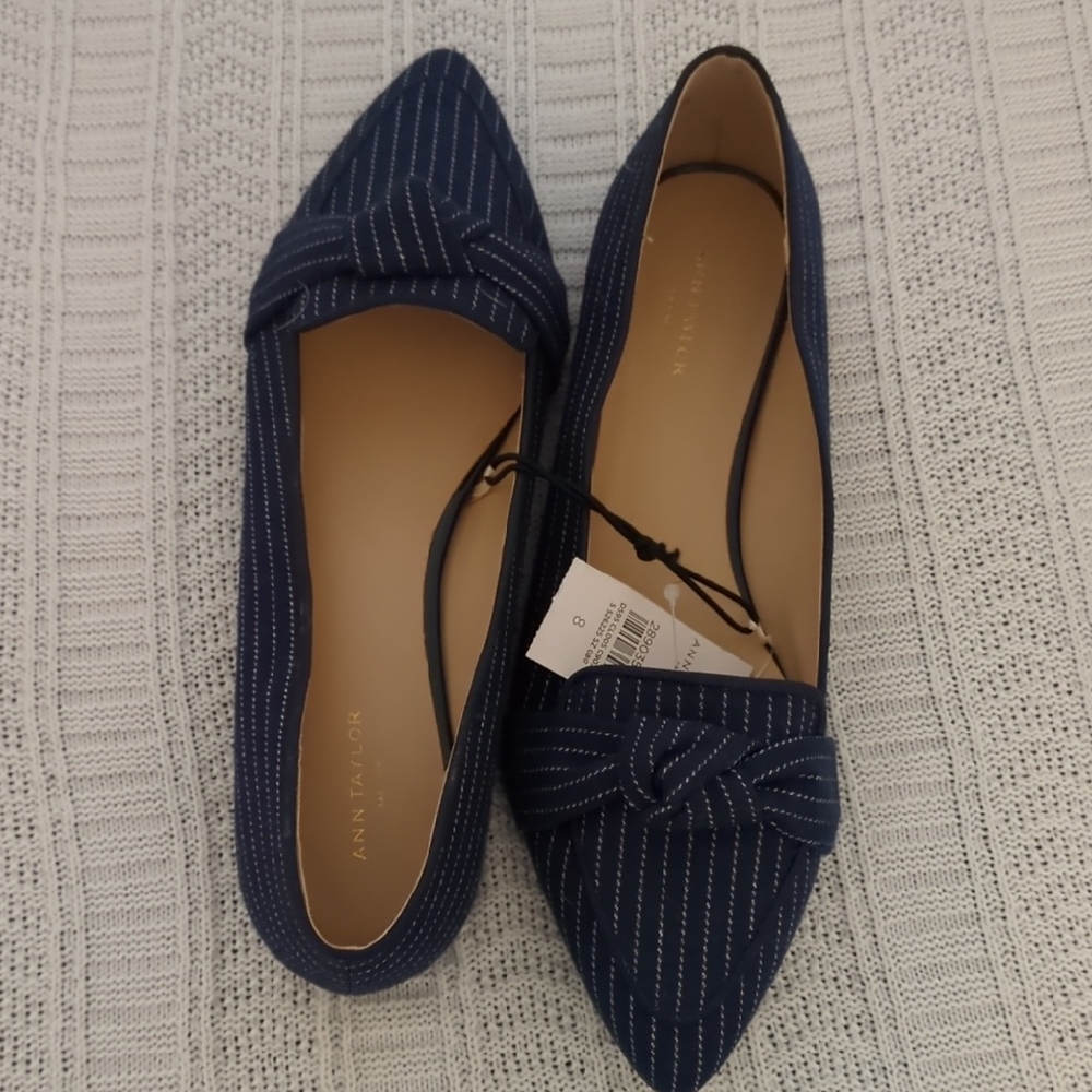 Ann Taylor Dark Blue Pinstripe Loafers